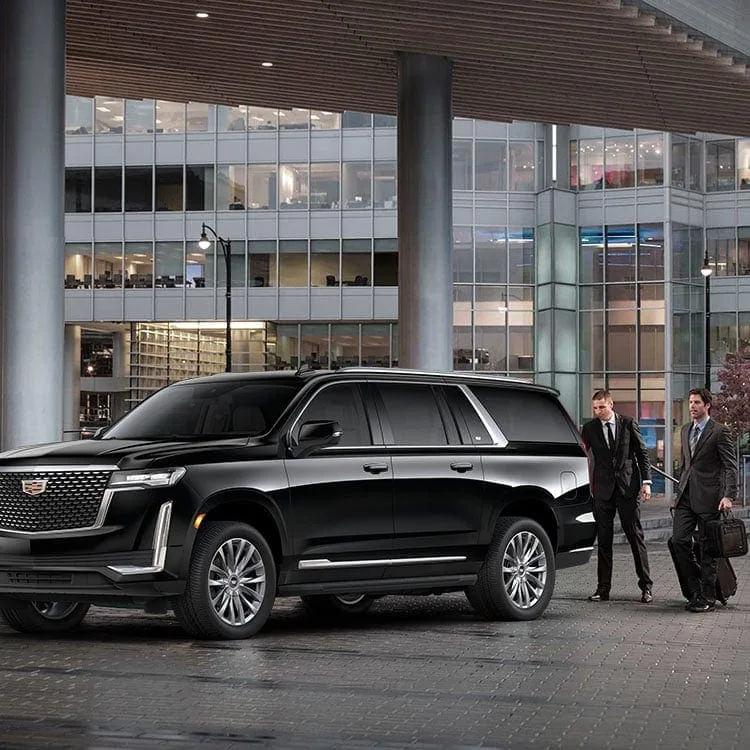 Corporate executive using luxury chauffeur transportation service
